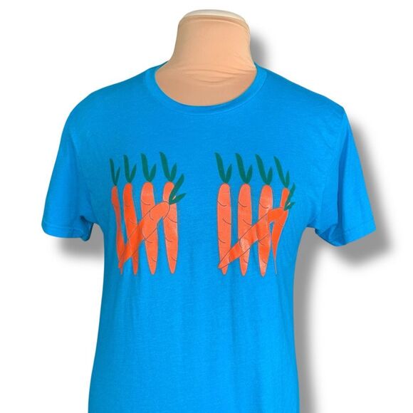 Chaia Tacos Ten Carrot Tally Tee Blue Orange Short Sleeve Crewneck Tshirt Medium - Picture 2 of 8